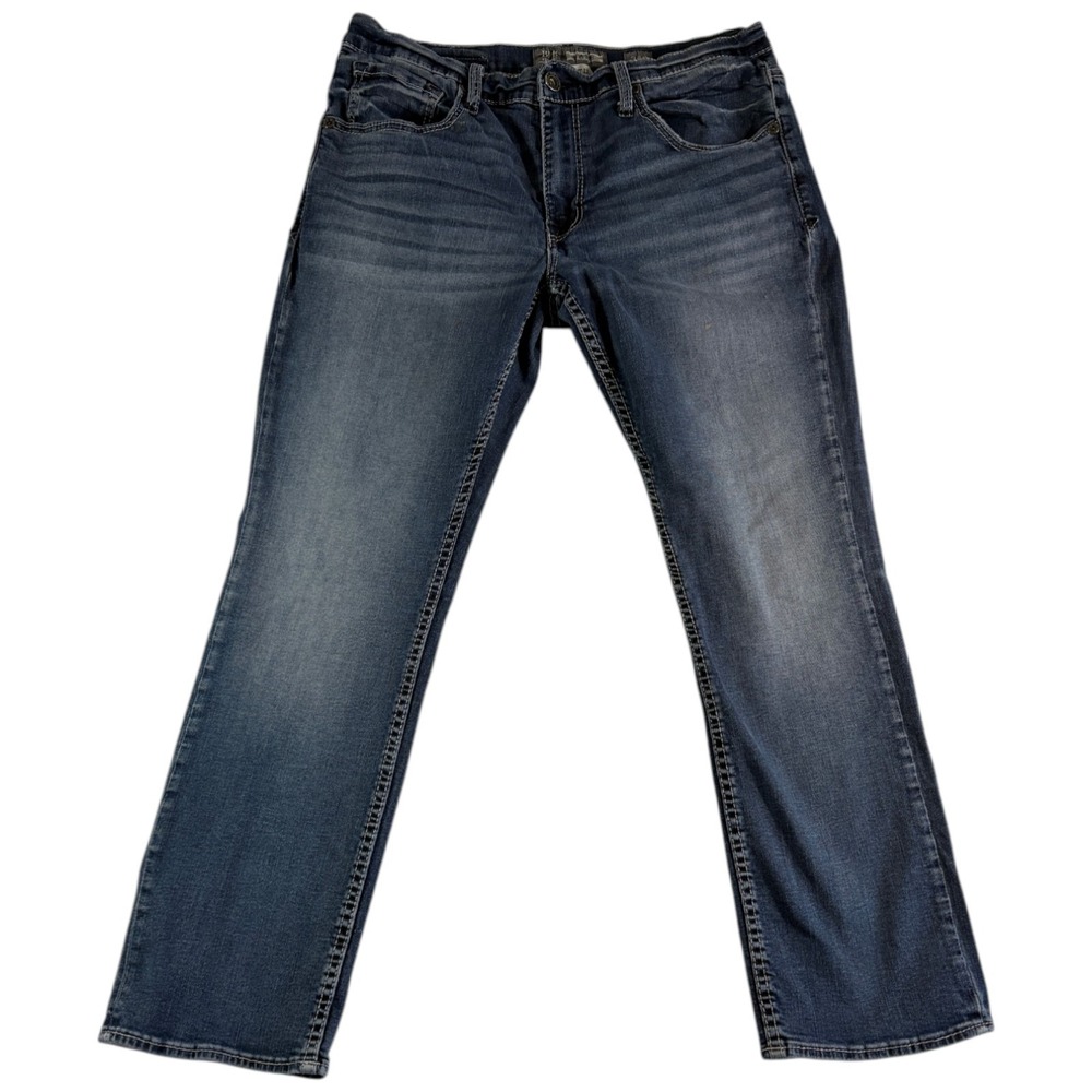 BKE Buckle Jake Straight Leg Jeans Mens 36S (34x28) Blue Denim Cotton Stretch